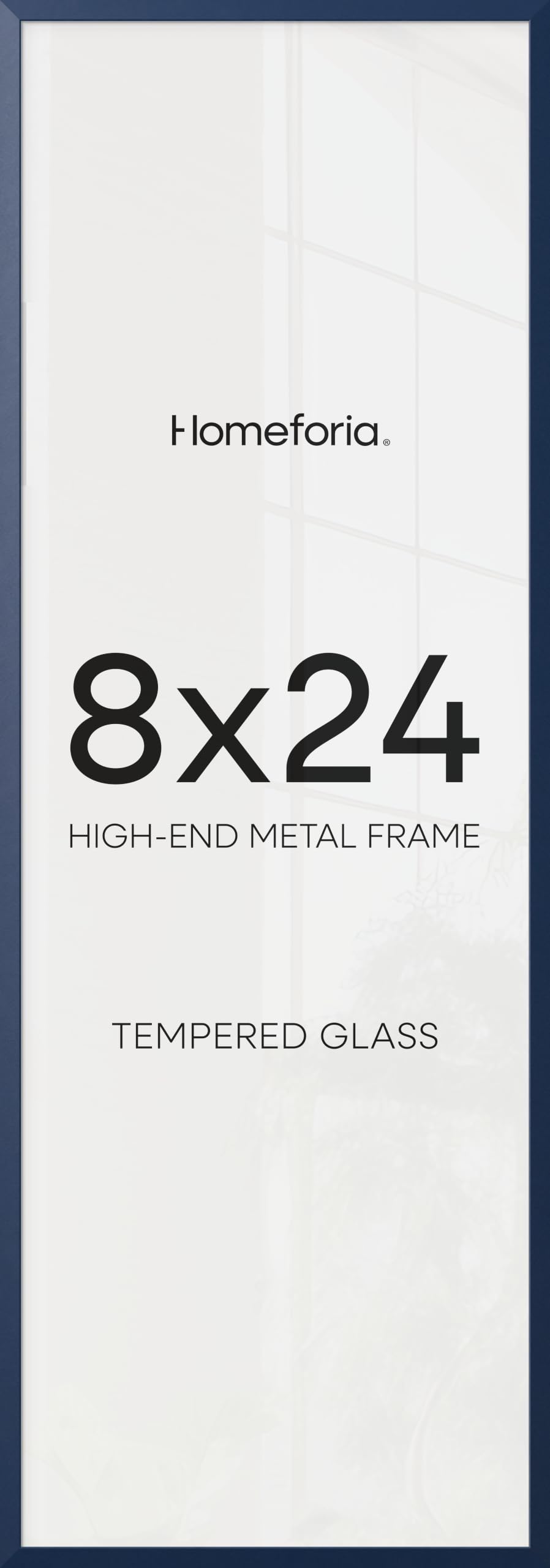 Homeforia 8x24 Blue Panoramic Picture Frame, High-End Metal, Glass
