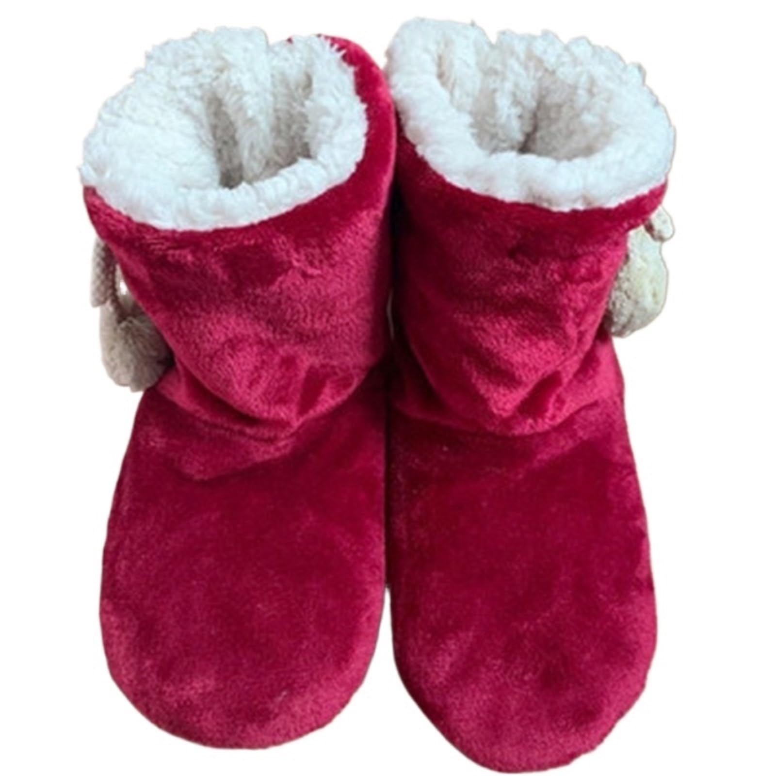 Calcetines para estar en casa y dormir suaves de felpa roja unisex 6