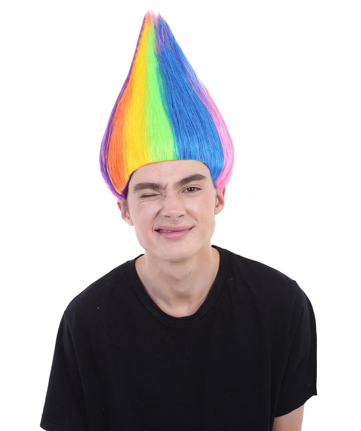 Unisex Adult Troll Wigs Collections | Synthetic Fiber Costume Wig for Men and Women | Capless Cap Halloween Colorful 80s Wigs | Trolls TV Movie Cosplay Costume Accessories - Rainbow