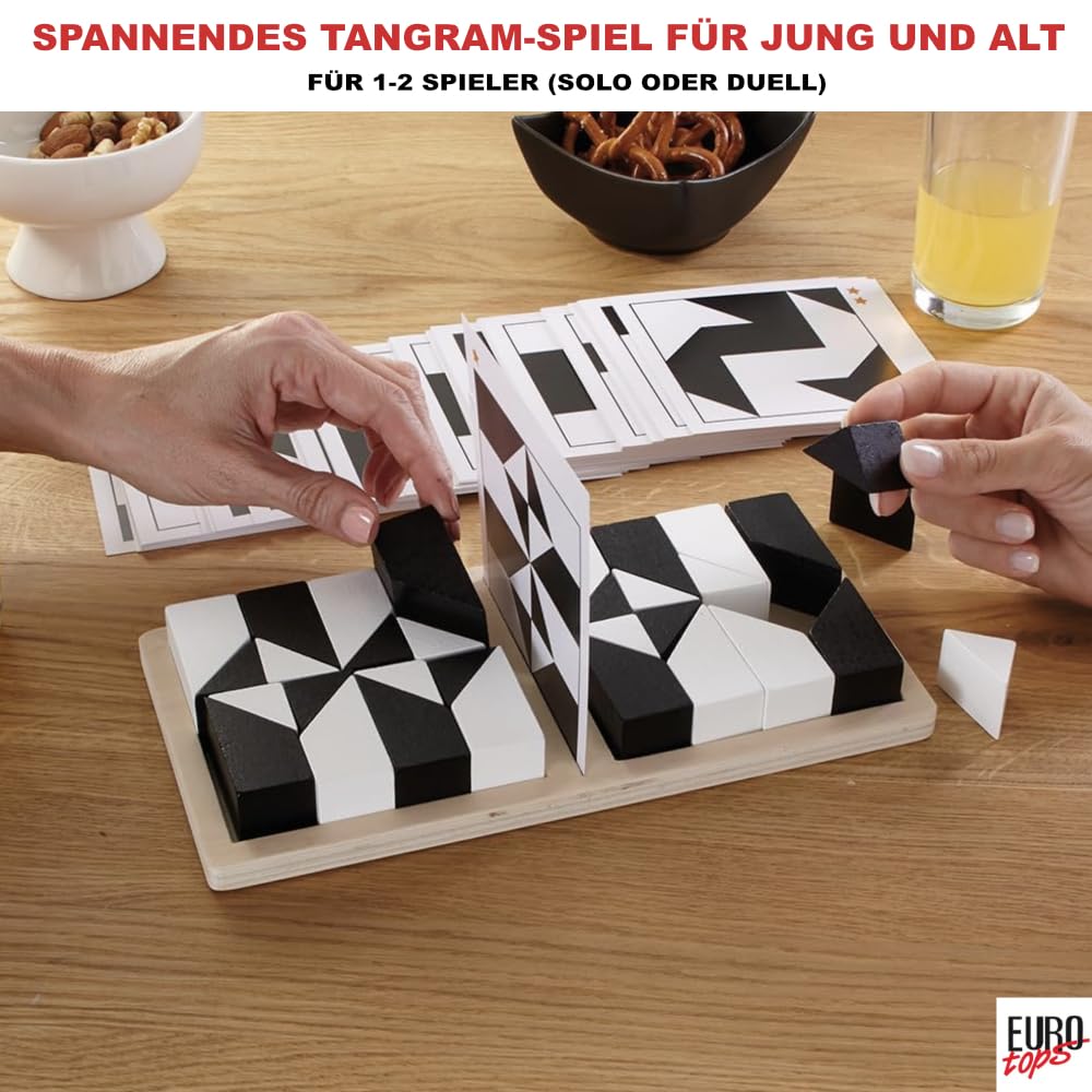 EUROtops Duel Tangram « Black & White », jeu de puzzle à deux avec 80 tâches