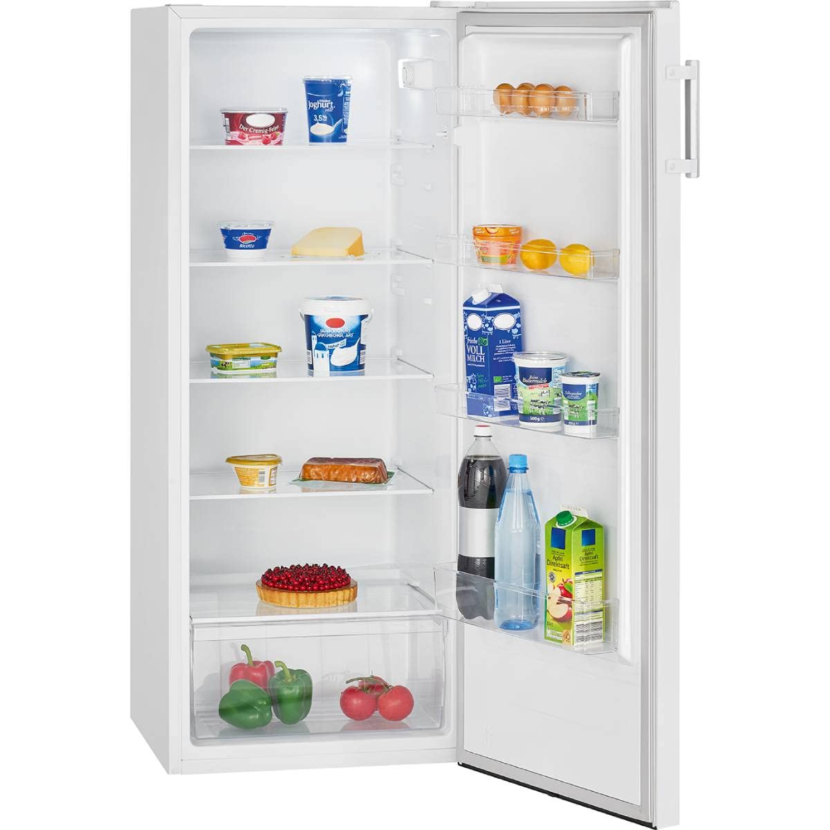 Bomann Réfrigérateur 242L blanc VS7316-1-blanc, Capacité nette : 242 litres, Éclairage intérieur à DEL, Contrôle de la température en continu, 5 clayettes en verre