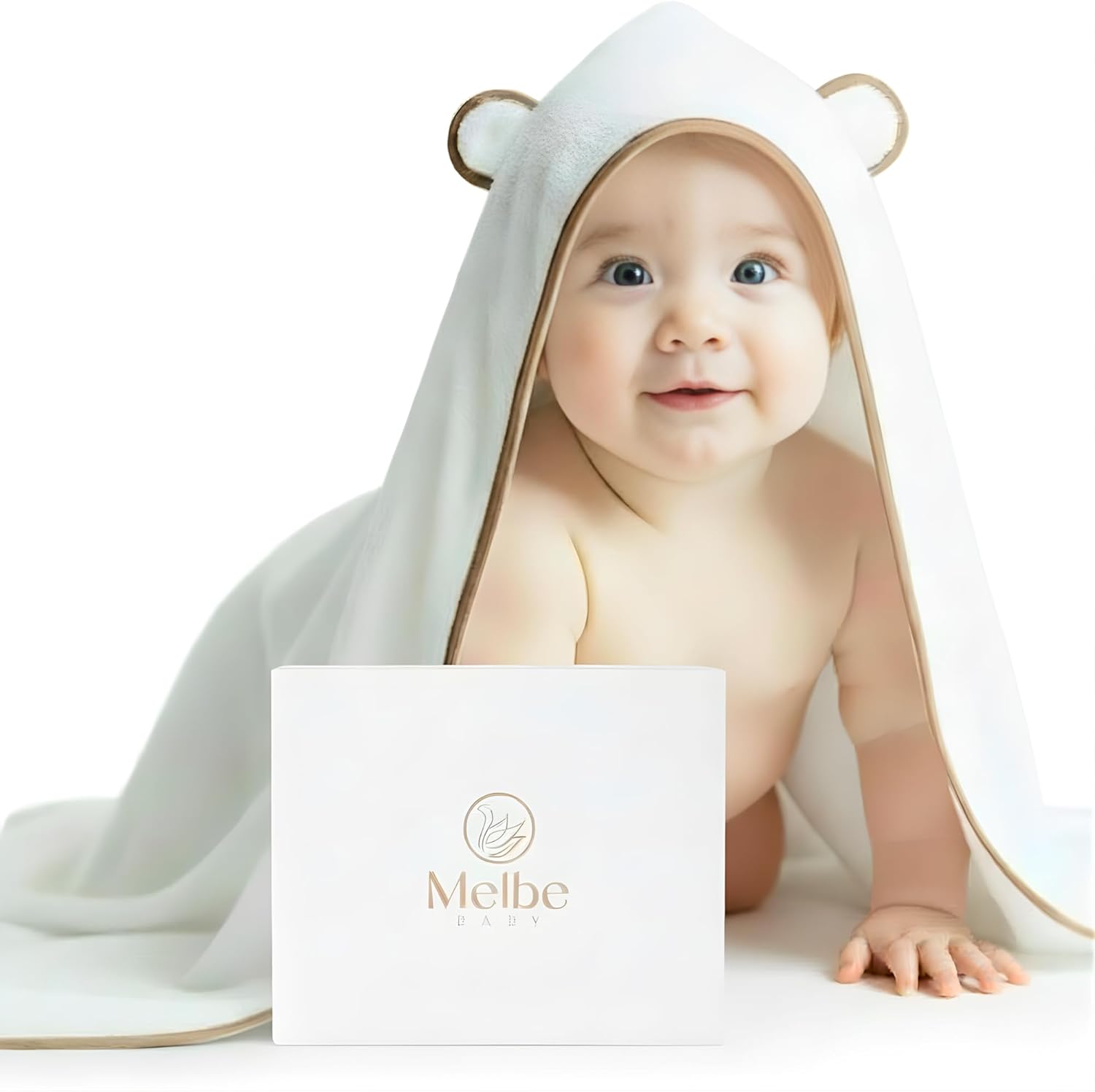 Premium Hooded Baby Towel - Super Soft & Absorbent, 100% Rayon from Bamboo, 35x35 in, Perfect for Newborn, Baby, Toddler, Infant, Bath
