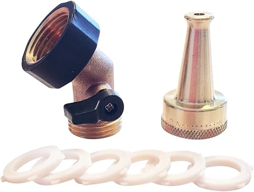 Miniatura 2 de Boquilla de chorro de agua rociador barredora de latón macizo para manguera de jardín con válvula de cierre de agua de ángulo de latón macizo de