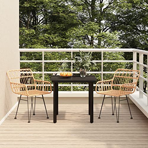 Xichuzi Juego de Comedor de jardín 3 Piezas, Mesa Y Sillas Terraza, Conjunto Mesa Y Sillas Jardin, Muebles Jardin Exterior, Conjuntos De Muebles De Jardín, ratán sintético