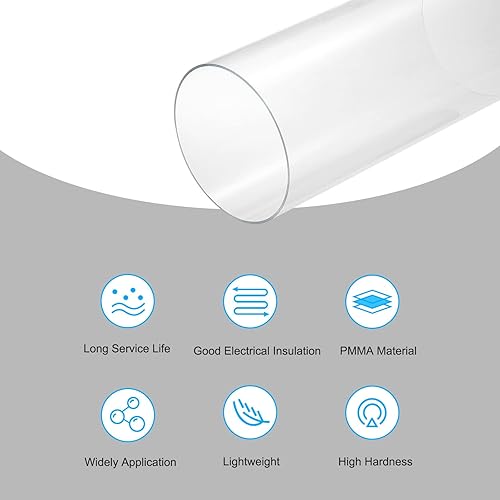 Miniatura 3 de MECCANIXITY Tubo acrílico transparente rígido redondo tubo 145 mm (5.7 ") ID 150 mm (6") OD 14" para lámparas y linternas, sistema de refrigeración