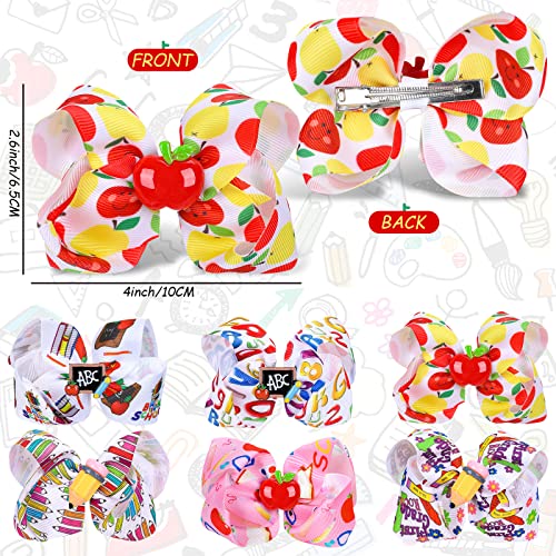 Image of Whaline Hair Clip - 6Pcs Back to School Bow Hair Clips in Multi Color, Grosgrain Material, for Girls, Children, Teenagers, Hair Accessories