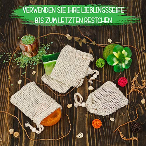 Sisal Seifensäckchen 4er Set von iQVita, 100% vegan und nachhaltig