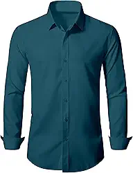 Camisa social masculina elástica slim fit formal manga longa abotoada