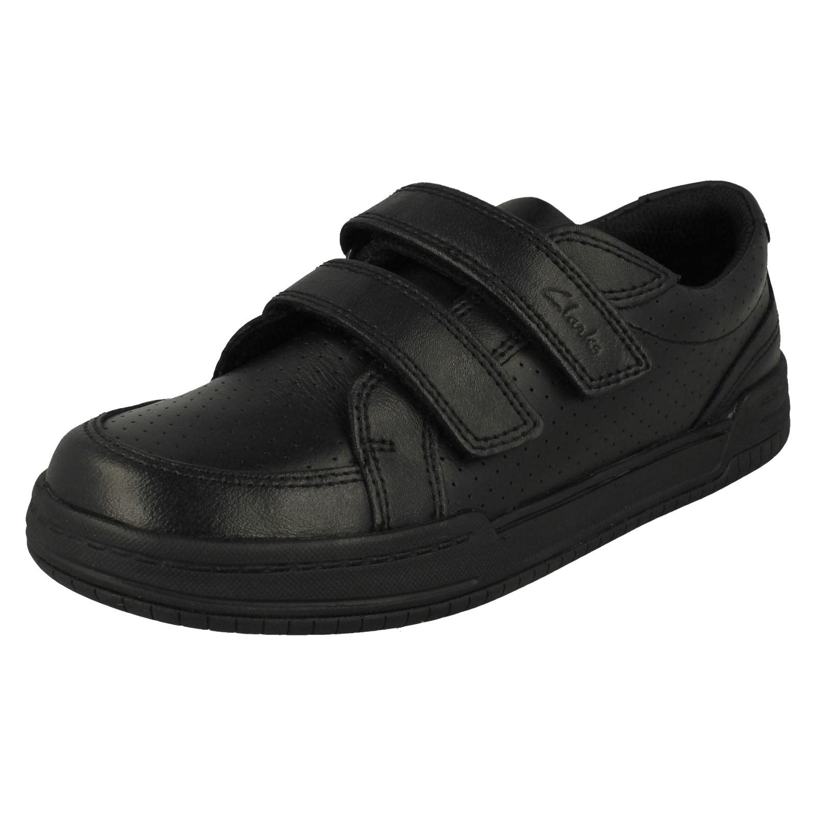 Clarks Boy's Fawn Strap Sneaker, Black Black Leather, 12.5 UK Child