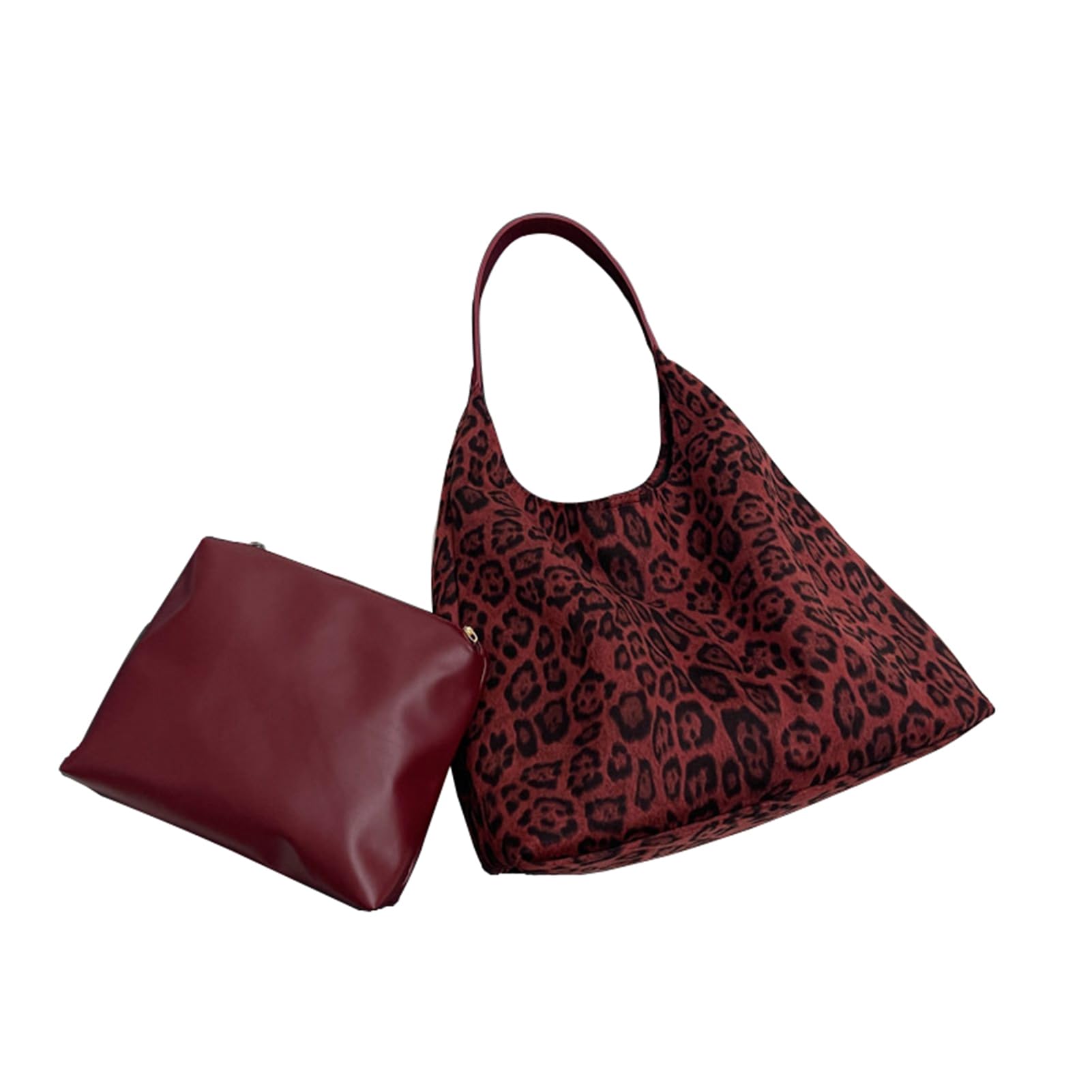 Suede Hobo Purse for Women Trendy Slouchy Shoulder Bag 2Pcs Set