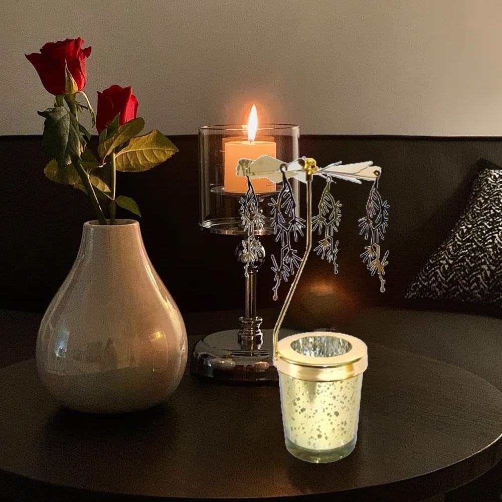 Metall-Karussell-Karussell, Kerze, Teelicht, Dekoration, drehbarer Transfertisch, X6y7 Elegance Candle Windmühle