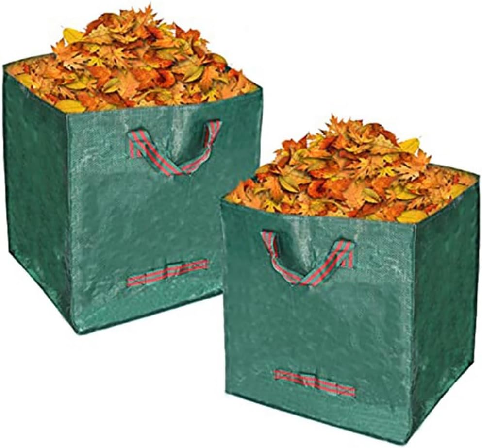 3 Pack 33 Gallons Square Gardening Waste Bag, Lawn Garden Bags, Reusable Yard Waste Bags, Leaf Bags, Yard Trash Containers, Plants Grass Clippings Bags(Green)