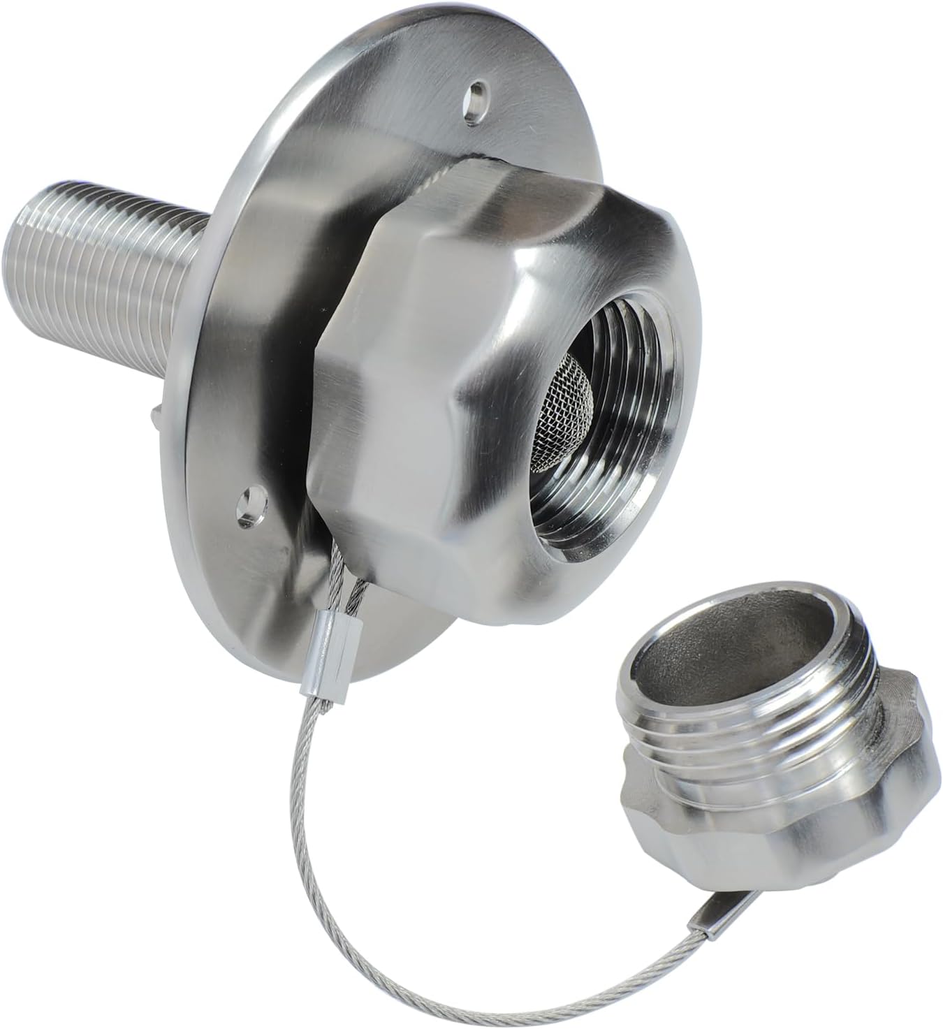 All Metal RV Water Inlet with Check Valve and Strainer, Stainless Steel Leak-Proof 3/4" GHT Female x 1/2" NPT Male Connection Complete Replacement Kit Included for RVs Camper Motorhome