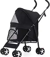 Carrinho Passeio Pet Gato Cahorro Dobrável, Suporta até 15kg com Porta Copos e Cesto Removível Animal de Estimação