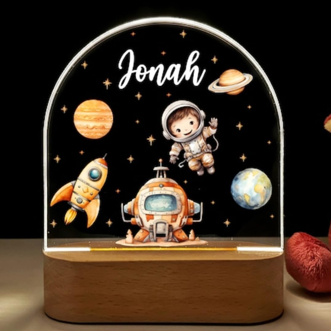 Fallover Personalised Baby Boys Girls Gifts, Custom LED Night Light Lamp for Babys Nursery - Cute Animals Design, Personalised Kids Sleep Light for Daughter, Son, Niece, Granddaughter, New Baby (09)