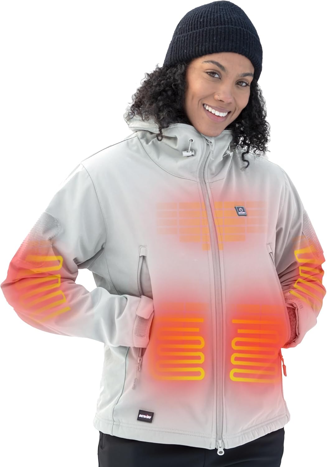 DEWBU Heated Jacket for Women with 12V Battery Pack Winter Outdoor Soft Shell Electric Heating Coat