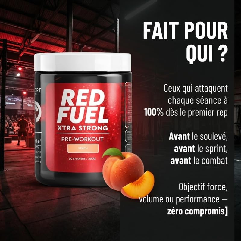 RED FUEL Pre-Workout - Pré-entraînement 300g - Performance, focus & réduction de la fatigue - Sans caféine - Actifs brevetés Zynamite, Vinitrox - Sport Diet