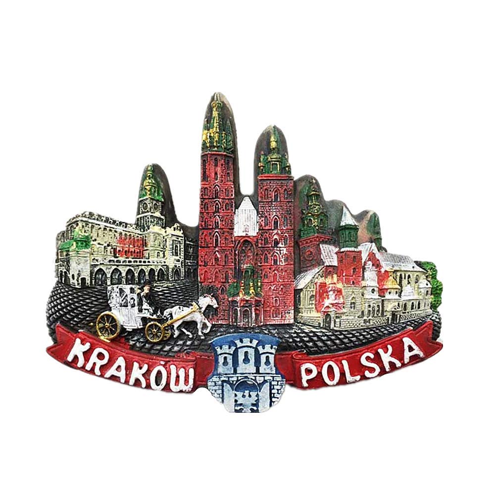 Krakow Poland 3D Fridge Magnet Souvenir Gift,Home & kitchen Decoration Magnetic Sticker Krakow Poland Refrigerator Magnet Collection