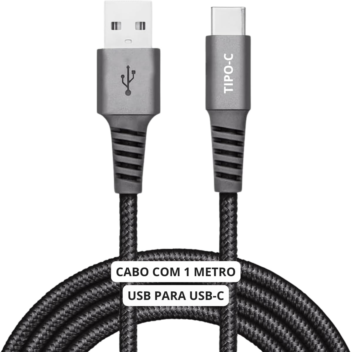 Cabo USB-C 1 Metro Tipo C Turbo 60W Ultra Rapido Reforçado Android e Iphone Notebook Tablet