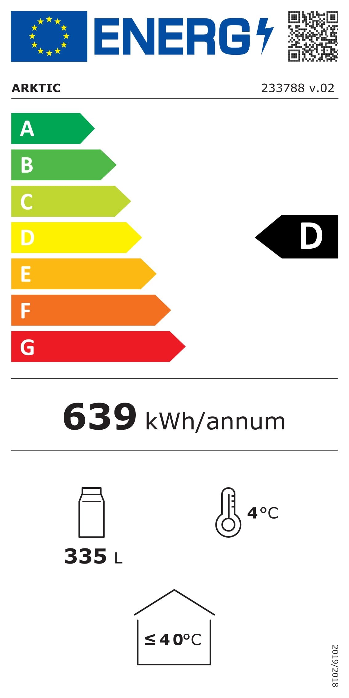 HENDI Frigorifero pubblicitario Arktic per bevande, armadio refrigerato verticale con pannello retroilluminato, 1 porta, 254L, 0–10°C, 220V, 250W, 578x605x(H)1980mm, acciaio verniciato a polvere nero