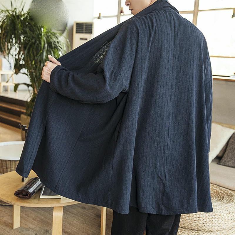 Cárdigan tang-traje para hombre con corte midi-long y diseño oriental 4