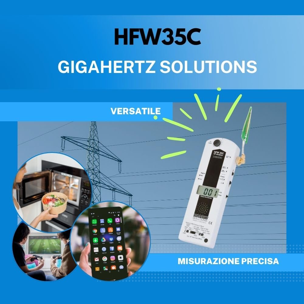 Gigahertz Solutions HFW35C - Misuratore elettrico ad alta frequenza | Antenna LogPer (2,4-6 GHz) | affidabile rilevatore 4G/5G/WIFI