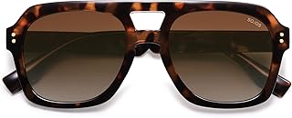 SOJOS Retro Thick Polarized Aviator Sunglasses for Women Men, Large Trendy Bold Square Pilot Shades SJ2385