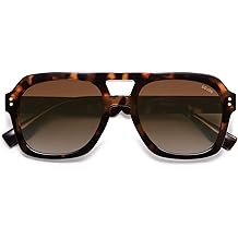 Retro Thick Polarized Aviator Sunglasses for Women Men, Large Trendy Bold Square Pilot Shades SJ2385