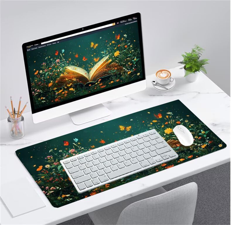 Sous-main bureau jaune pour PC et setup gaming grand format XXL