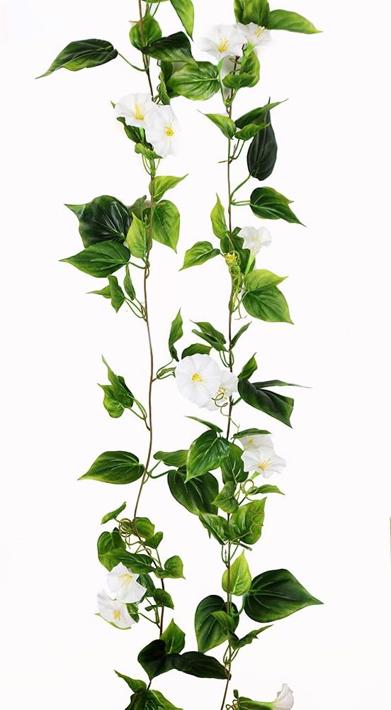 Yatim 2PCS(13FT) Artificial Flowers Ivy Vines Leaf Garland Plants for Hotel Wedding Arch Home Party Garden Craft Art Decor White