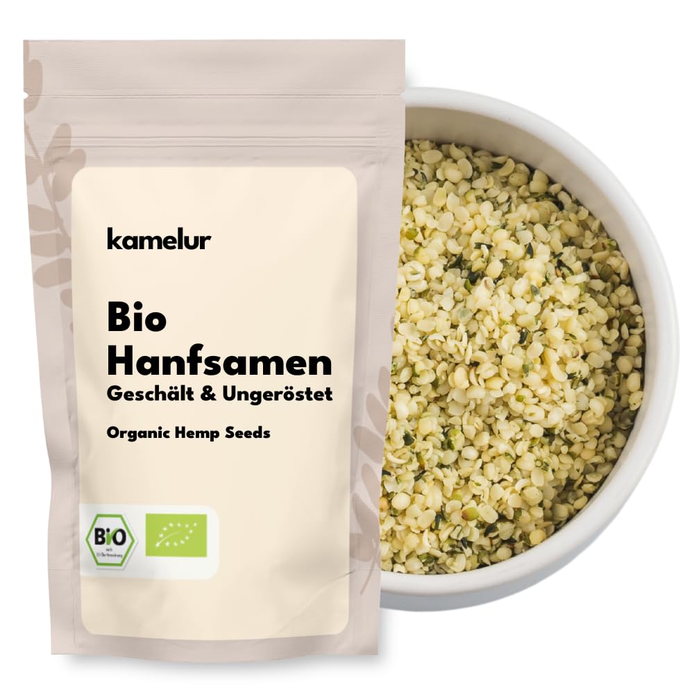 1kg di semi di canapa biologici sbucciati e non tostati - i semi di canapa sono ideali come condimento saporito per muesli e insalate