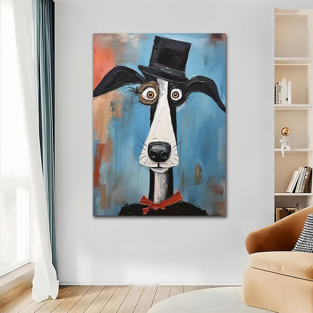 Nowoczesny europejski amerykański abstrakcyjny obraz dekoracyjny z motywem szczeniaka (55 x 75 cm/z ramą)