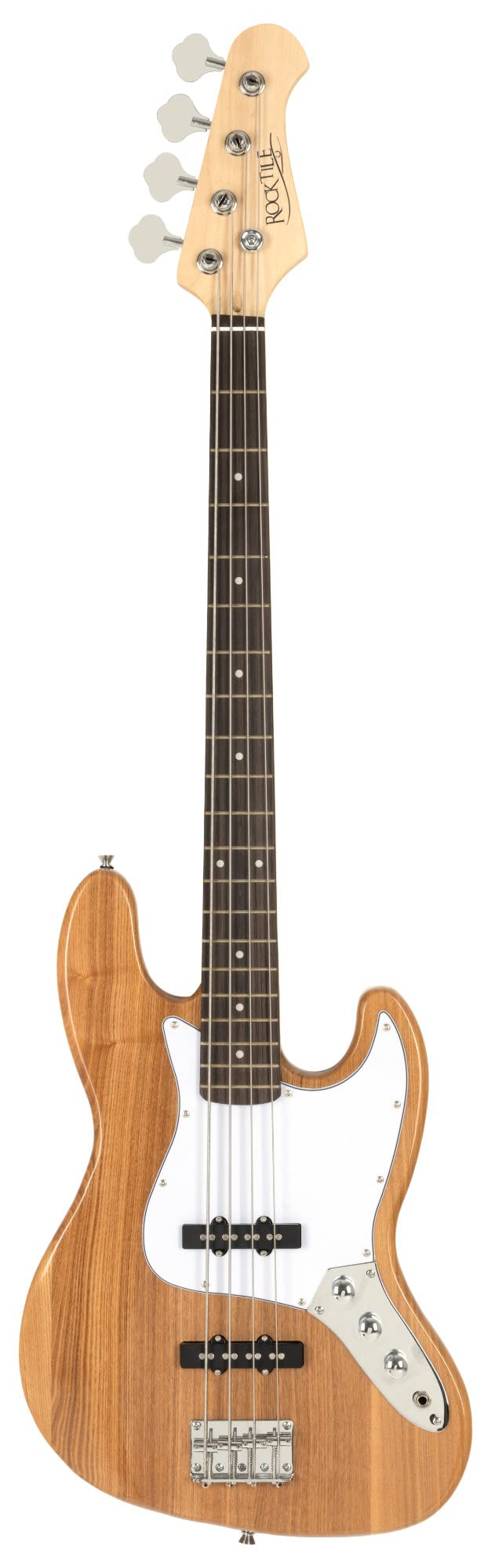 Rocktile Pro JB-30PR Ashwood E-Bass - Jazz-Style E-Bass - Body: Esche - Hals: Ahorn - Griffbrett: Engineered Wood - 2 Single-Coil Tonabnehmer - 2 Volume-/ 1 Toneregler - Natur