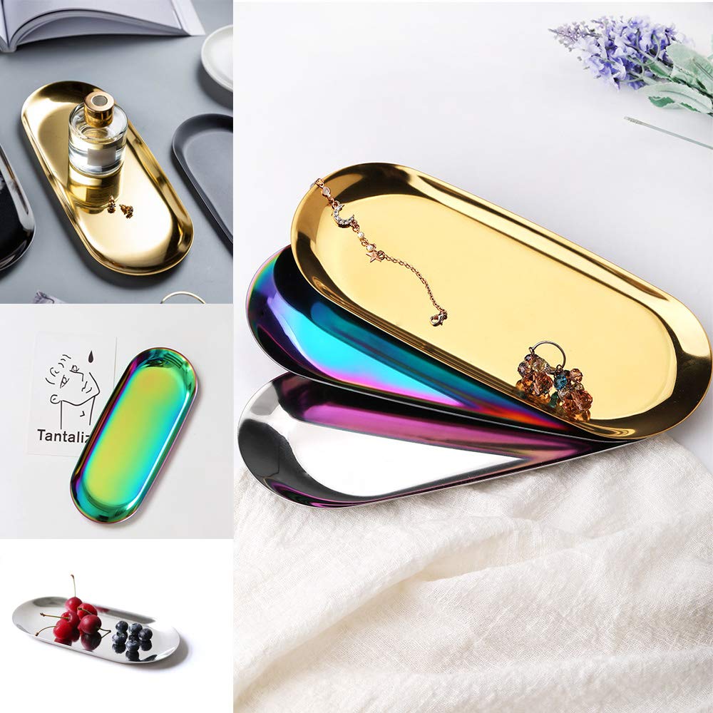 2 Vassoi In Silicone Per Bagno - Portaprofumi E Portacandele - Ovale 24.5x11 Cm - Nero Per Organizzazione - Foto 2