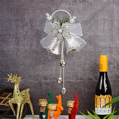 Webelkart Campana de adorno de Navidad de alta calidad, campanas de Navidad plateadas para decoración colgante de árbol y regalos, artículos de decoración de árbol de Navidad