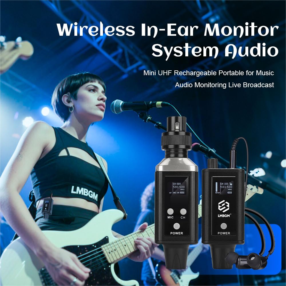 A9 UHF Wireless in Ear Monitor System Transmitter and Beltpack Receiver for Studio, Band Rehearsal and Live Performance (A9-1)