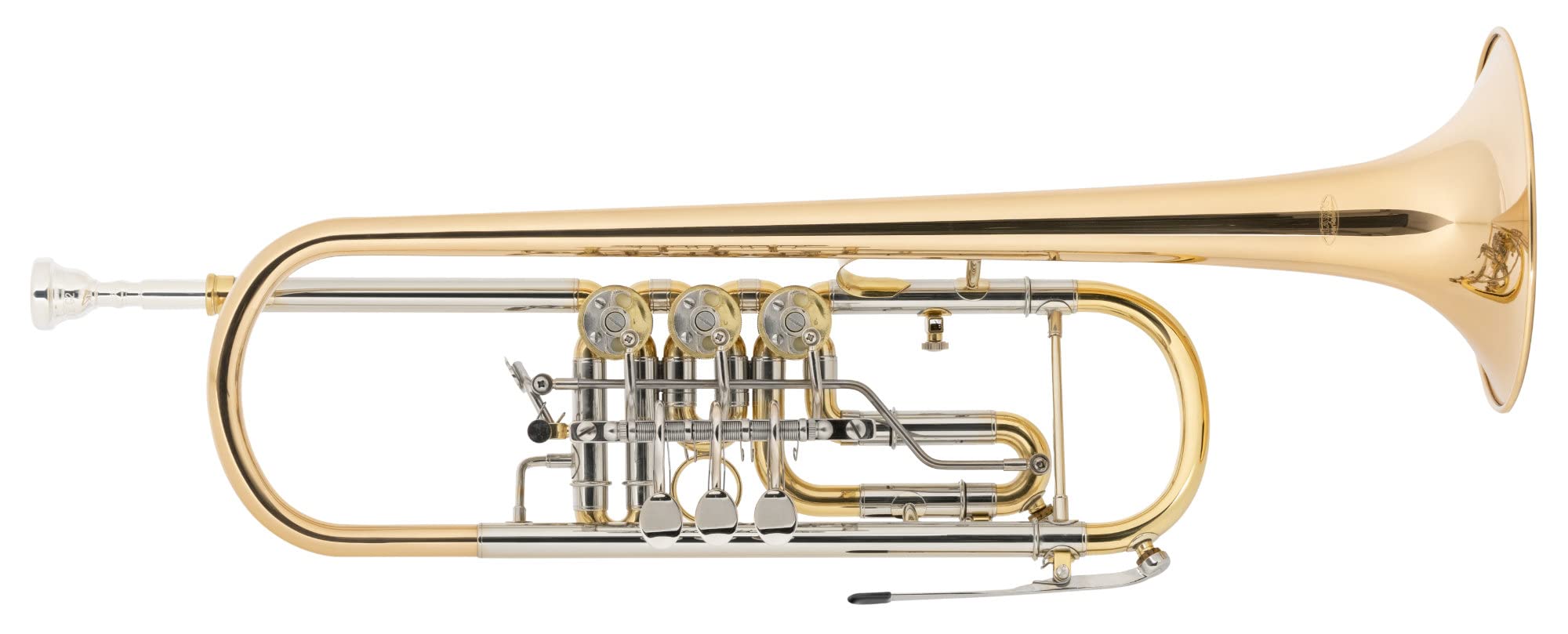 Classic Cantabile TR-43G Tromba da Concerto in Bb (ottone dorato, pistoni rotativi, trigger al 3° pistone, verniciatura trasparente, custodia rigida e bocchino inclusi)