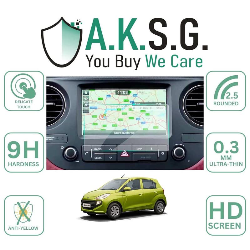 Image of A.K.S.G. 9H Unbreakable Car Infotainment System Screen Protector Compatible With Hyundai Santro 7 Inch [2018-2022] Not a Tempered Glass [Transparent]