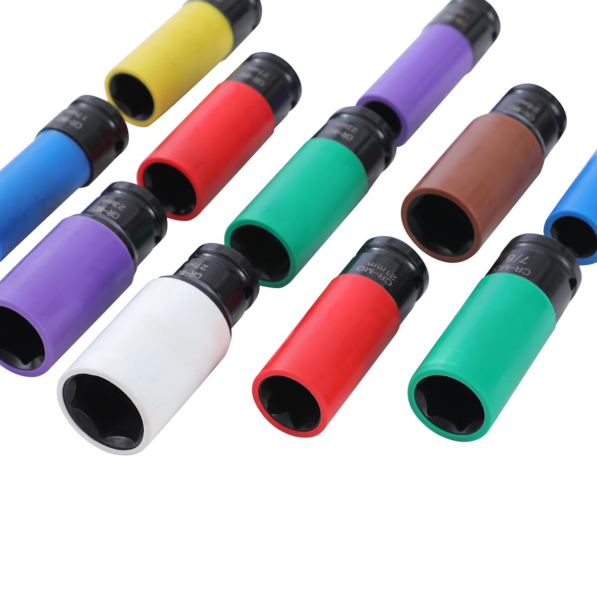 KATSU 1/2" Alu-Felgen Kraft-Stecknuss-Satz 11-teilig 15/17/19/21/22/23/24/27mm & 7/8" kompatibel mit Tesla, Chrom-Molybdän-Stahl, Steckschlüsselsatz Radmuttern, Schlagschrauber Nüsse, 85mm Länge