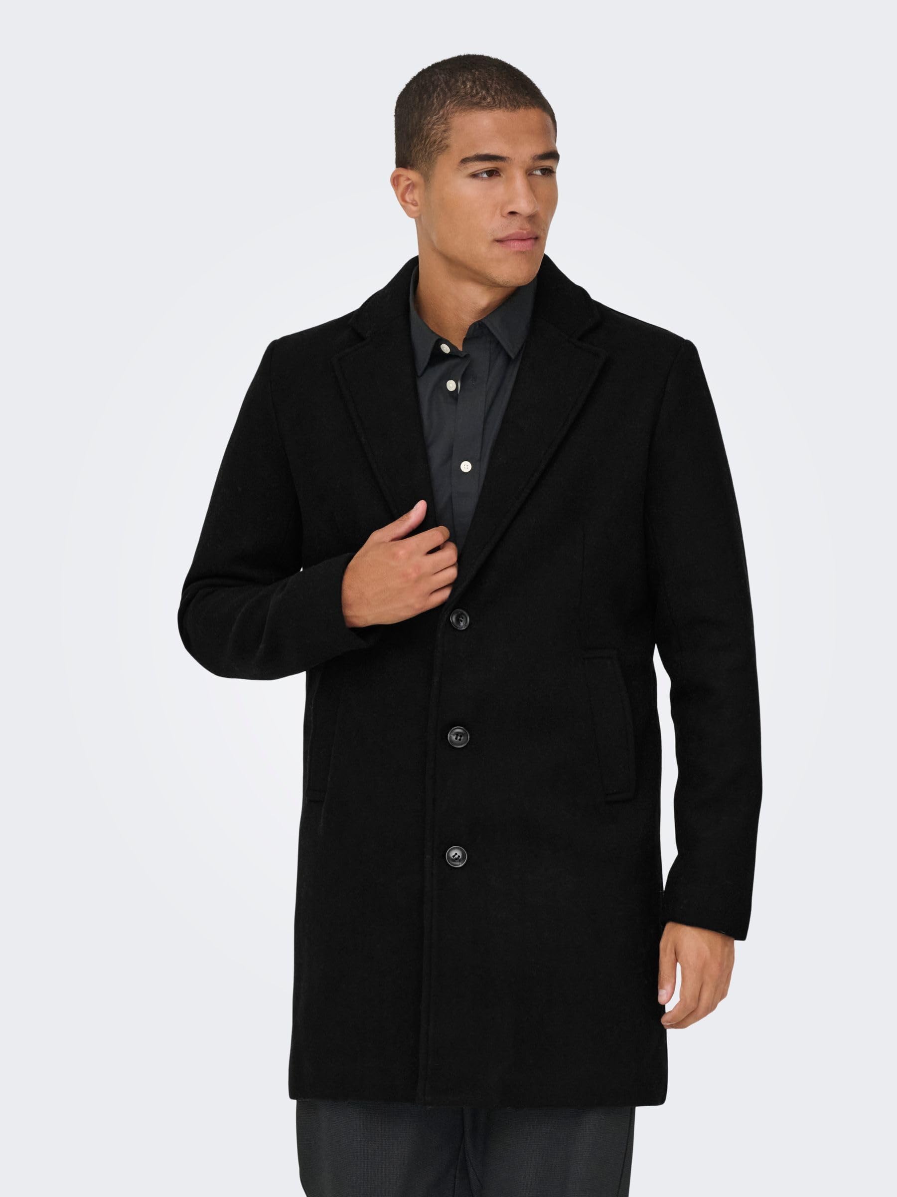 ONLY & SONS Onsmatthew Wool Coat OTW Noos męski płaszcz, czarny, M
