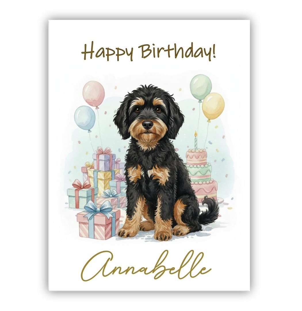 Personalised Birthday Card From the Dog – Add Any Name – Multiple Breeds Available – Dogs Lover Gift (• Cockapoo black and tan– Cockerpoo)