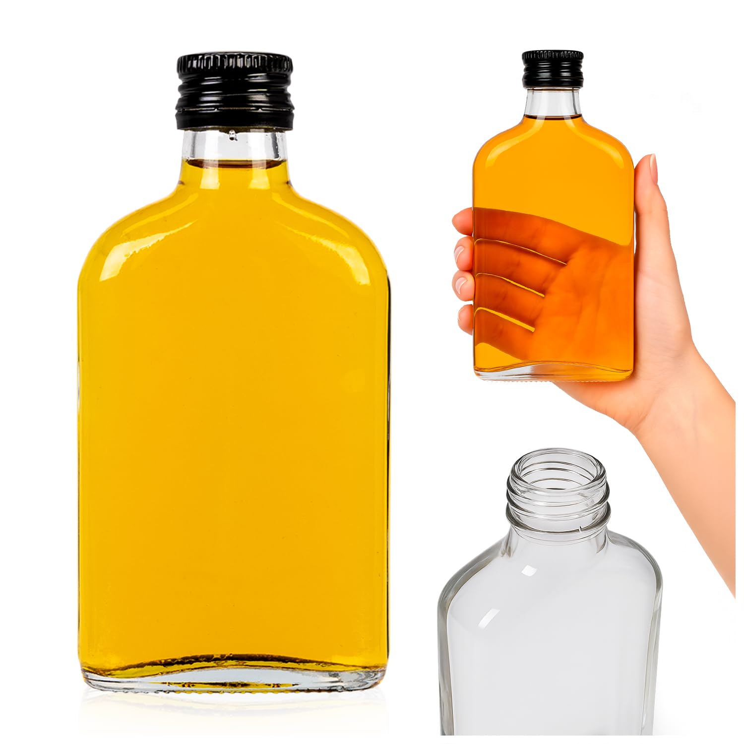 Elegante e moderno set di mini bottiglie di vetro con tappo a vite, adatte per succhi di frutta e bevande ad alto tasso alcolico, 50 pezzi da 200 ml