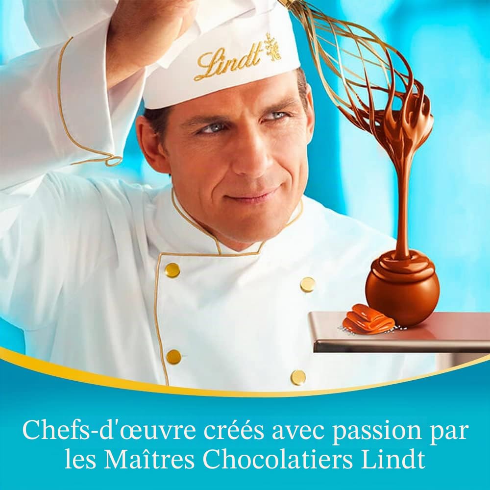 Lindt Lindor Caramello Salato Pralines au chocolat au lait et cristaux de sel avec caramel doux salé 200 g