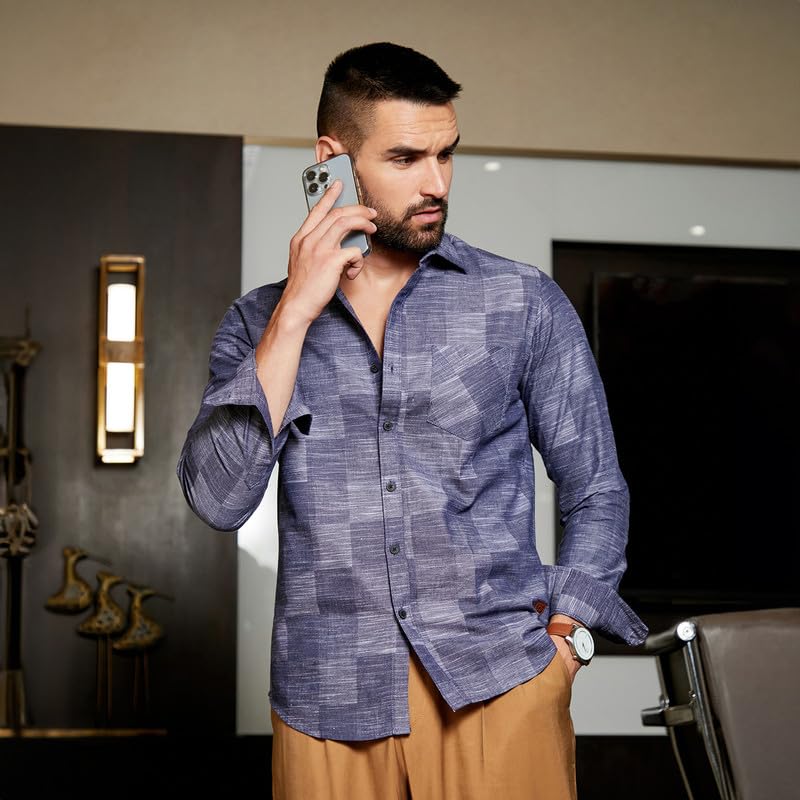 Image of CAHOOT Men's Shirt for Casual Wear | Spread Collar | Short Sleeve | Regular Fit | Button Closure | Shirt Crafted with Comfort Fit for Casual Wear