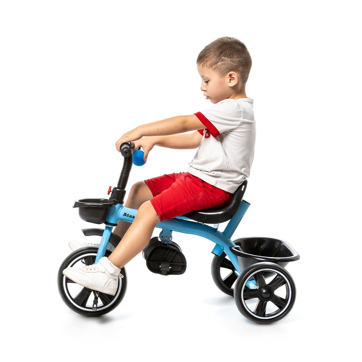 ATAA Triciclo Infantil Baby ERUM Azul con Mango Regulable Cesta reposapies Ruedas antipinchazos y Asiento ergonomico 360º