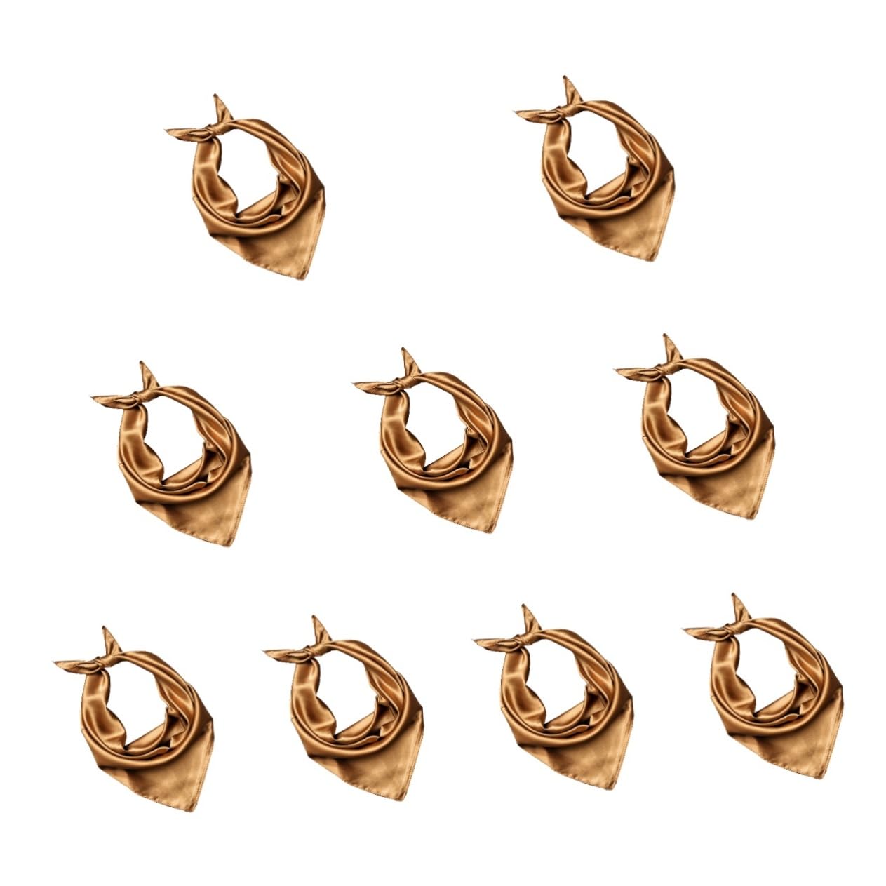 9 Piezas bufanda de mujer Pañuelo cuadrado accesorio de moda mujer bufanda de seda para envoltura de seda para la cabeza pañuelo de de color liso Golden