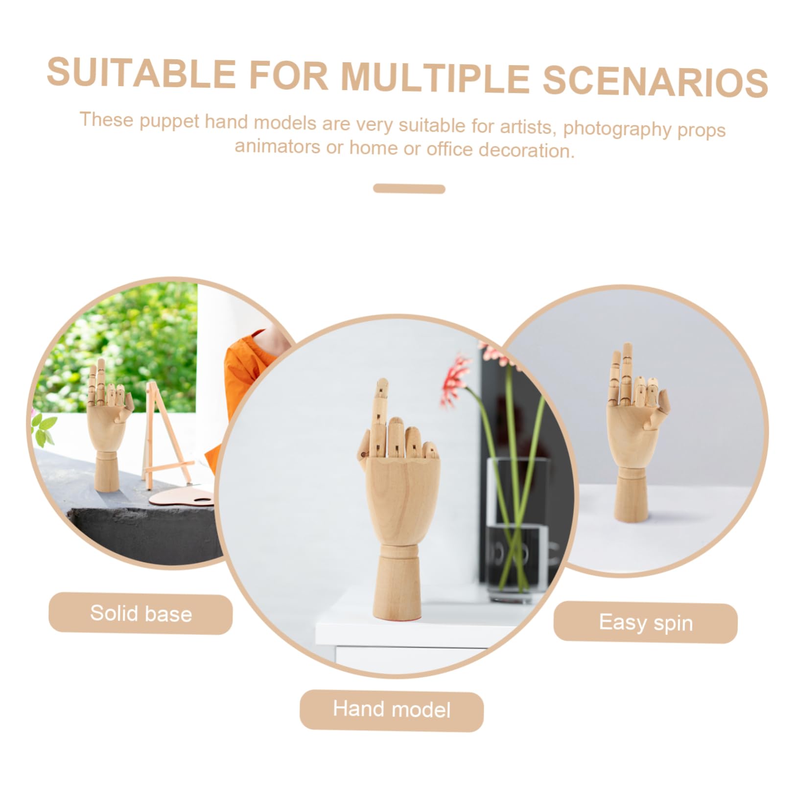 Amosfun 3pièces Modèle De Main Bois Articulé pour Dessin Mannequin Flexible à Doigts Réglables pour Art Décoration Main Droite Outil Esquisse pour Créativité Et Apprentissage