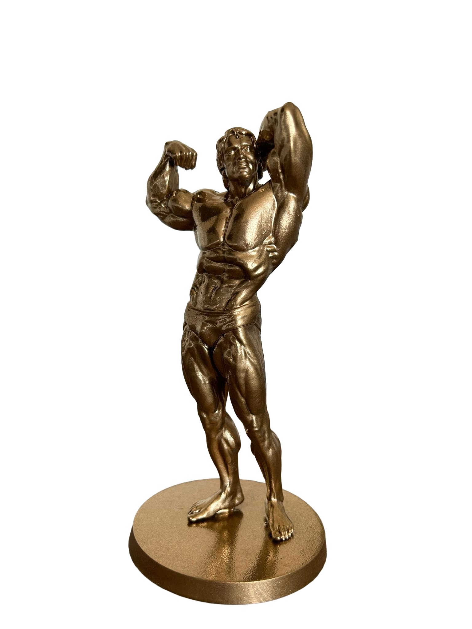 Generico Statuetta Bodybuilder in Posa - Altezza 19cm - Decorazione Casa, Ufficio, Palestra - Idea Regalo/Premio - Materiale Resina Alta Qualità, Alto Dettaglio - Stampata in 3D - Finitura Color Oro