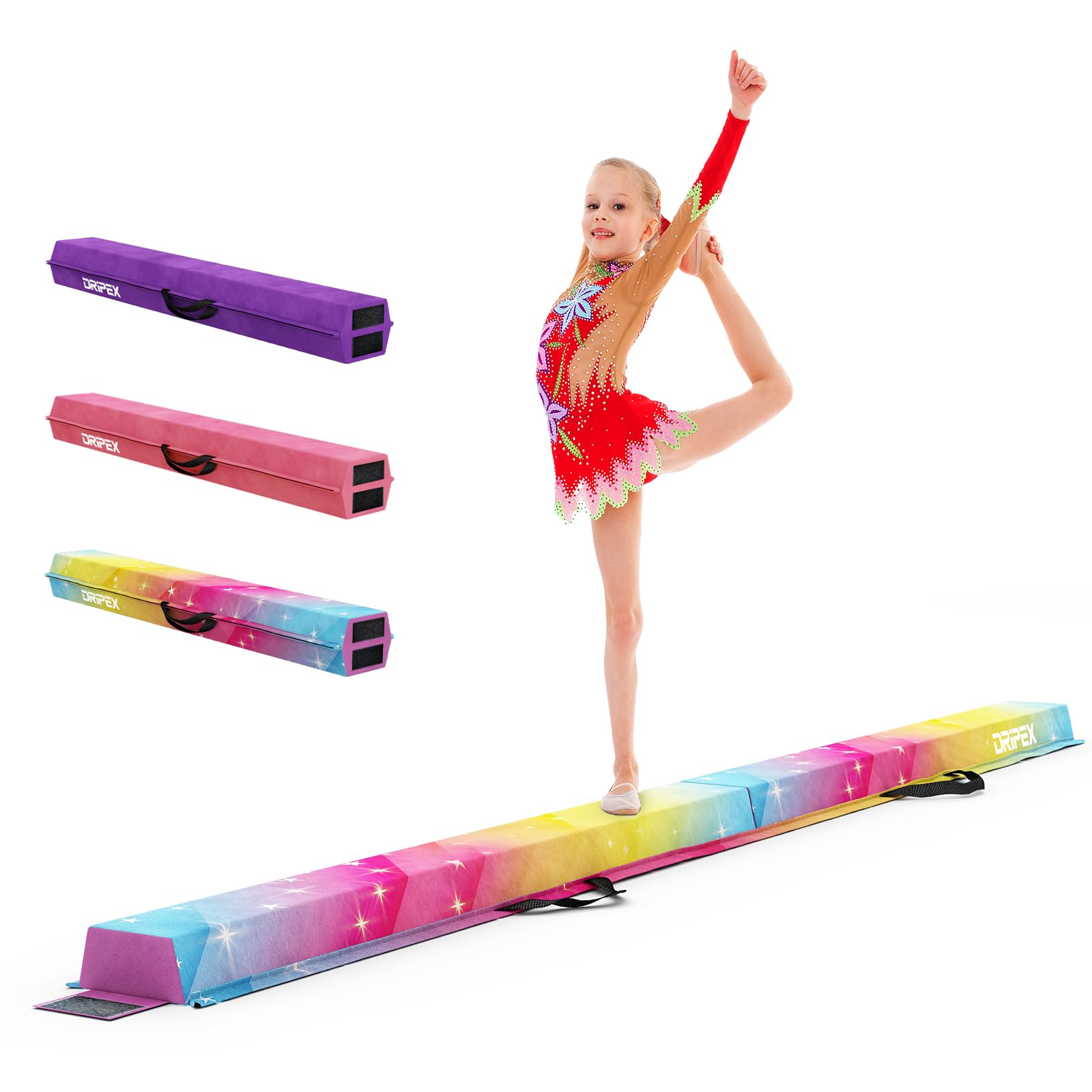 Dripex Schwebebalken Kinder Klappbar Balance Beam für Zuhause 210/240 cm Eva Turnbalken Gymnastik Balancierbalken mit Tragetasche Starr rutschfest für Kinder Anfänger Turnen Fitness