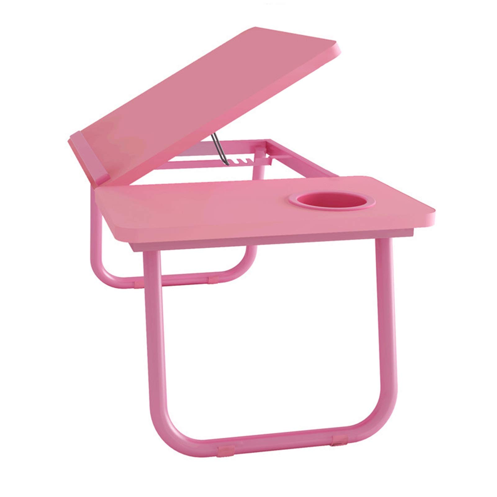 RENRUIRUI- Tavolo Pieghevole da Letto Laptop da Casa Piccola E Compatta per Dormitorio per Studenti con Portabicchieri E Ripiano Inclinabile (Color : Pink)